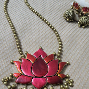 Pink Lotus Terracotta Jewellery Set