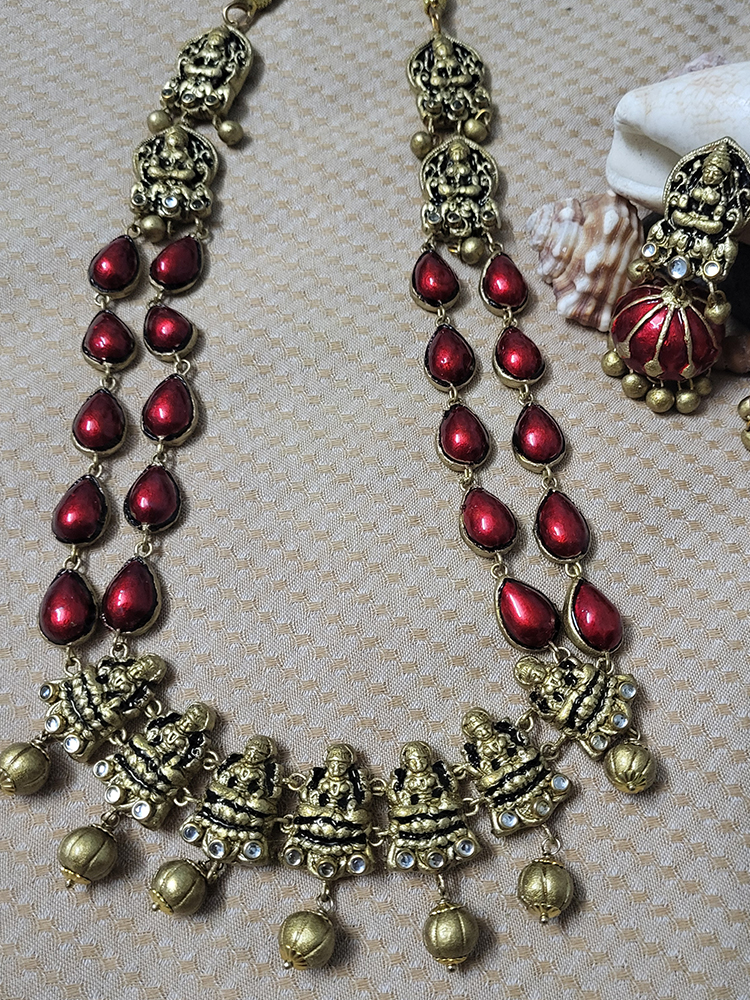 Red Temple Terracotta Necklace Set