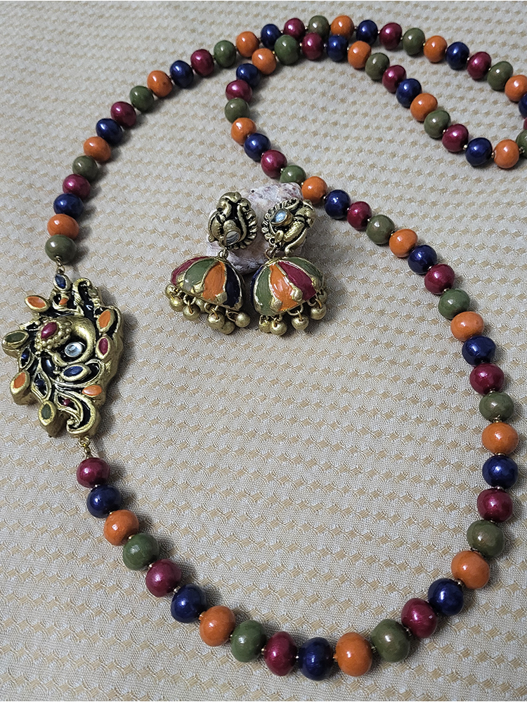 Multicolor Beaded Terracotta Necklace Set
