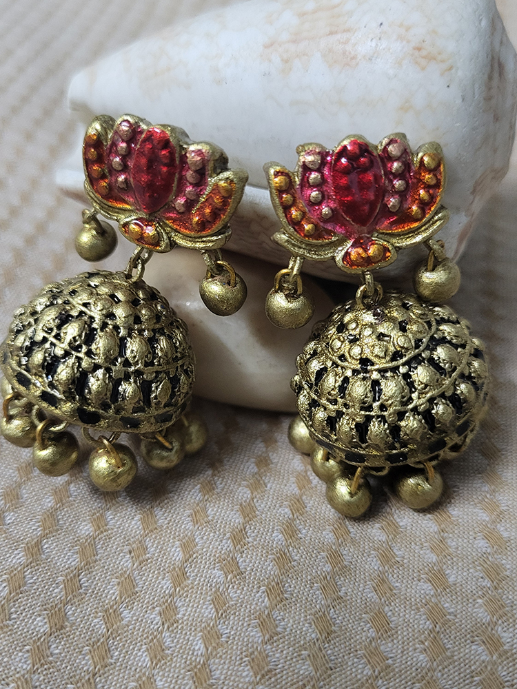 Pink Lotus Terracotta Jewellery Set - Image 4
