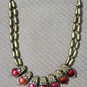 Red–Orange Bloom Terracotta Necklace Set