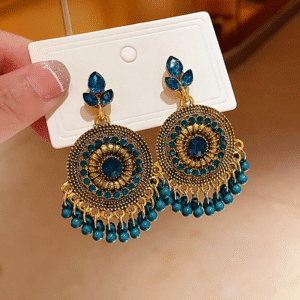 Teal Stone Antique Drop Earrings