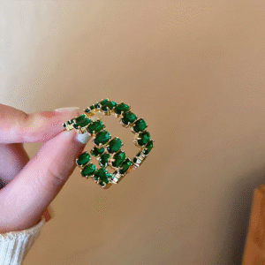 Emerald Green Stone Hoop Earrings