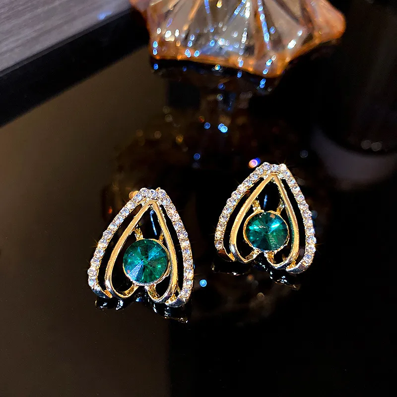 Emerald Glow Teardrop Stud Earrings