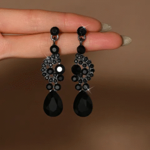 Midnight Black Crystal Vintage Drop Earrings