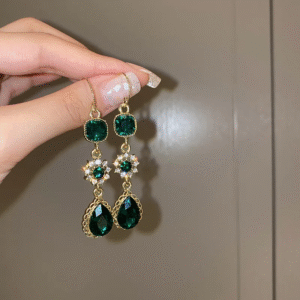 Emerald Green Statement Drop Earrings