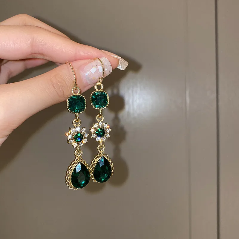 Emerald Green Statement Drop Earrings