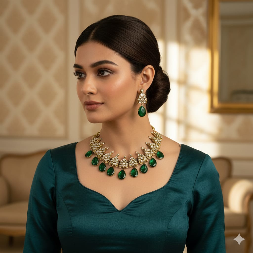 Green Drop Terracotta Jewellery Set - Image 5