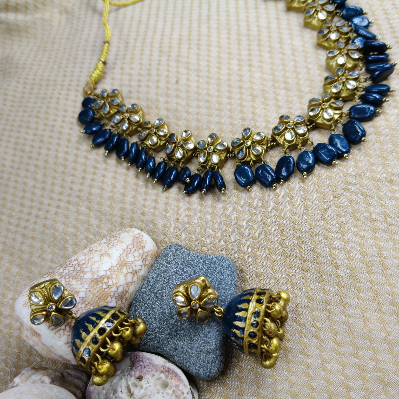 Blue Layered Terracotta Jewellery Set - Image 5