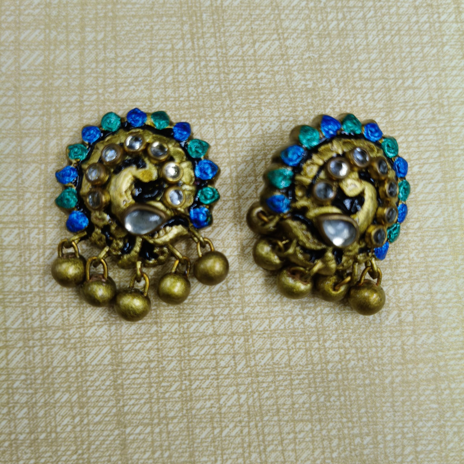 Blue Peacock Terracotta Jewellery Set - Image 8