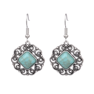 Retro Water Droplets Plating Alloy turquoise Drop Earrings