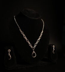 Elegant black crystal teardrop necklace with sparkling rhinestone detailing for women