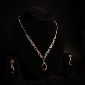 Elegant black crystal teardrop necklace with sparkling rhinestone detailing for women