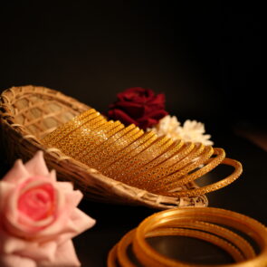 Golden sparkle stone bangles set pack of 6 for women