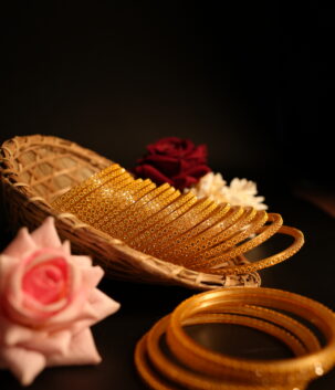 Golden sparkle stone bangles set pack of 6 for women