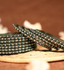 Dark green pearl and diamond stone bangle set of 6 pieces — d2dazzle.com