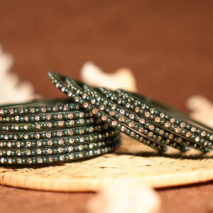 Dark green pearl and diamond stone bangle set of 6 pieces — d2dazzle.com