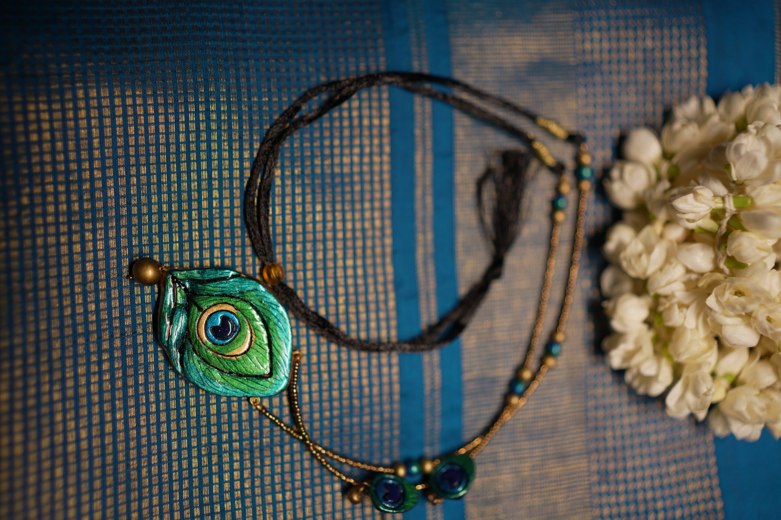 Peacock Feather Pendant Chain Necklace | Handcrafted | D2Dazzle