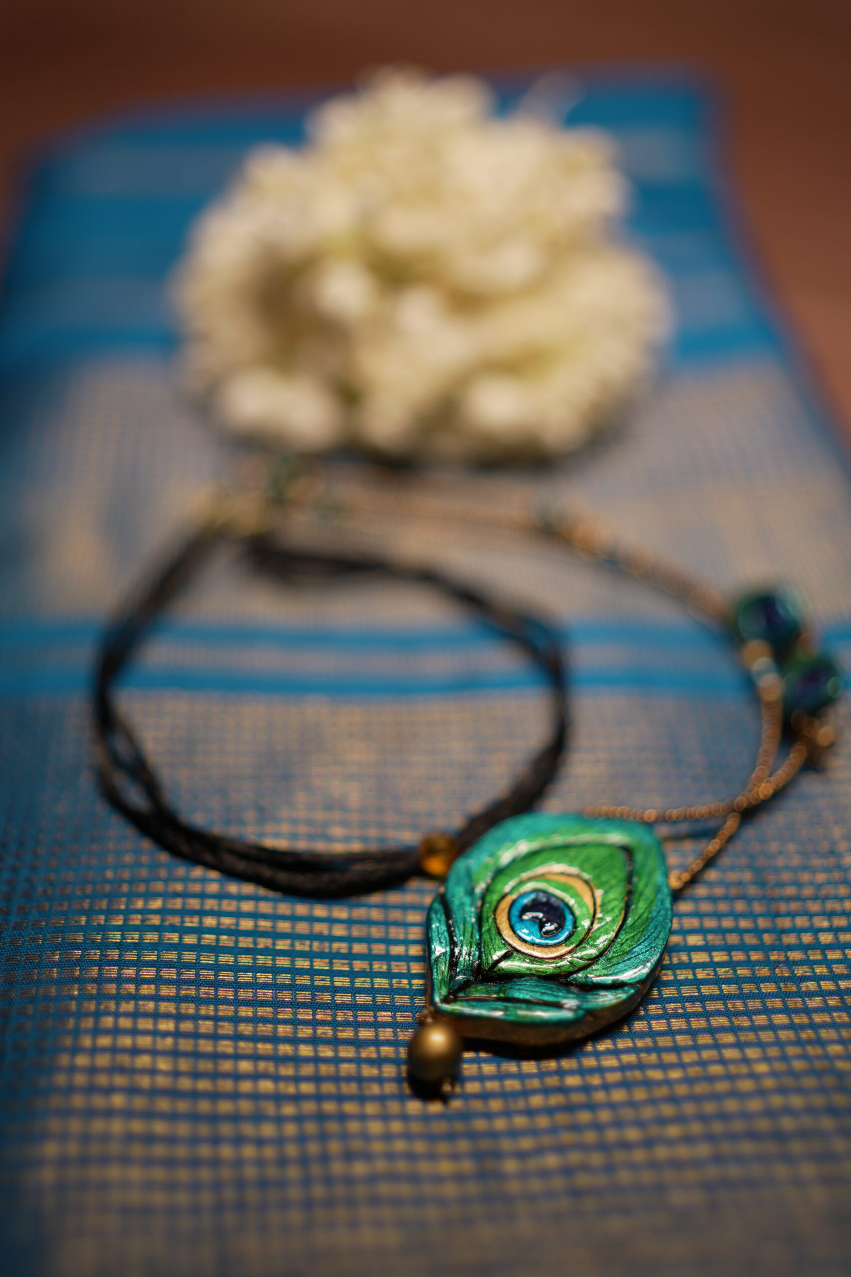 Peacock Feather Pendant Chain Necklace | Handcrafted | D2Dazzle