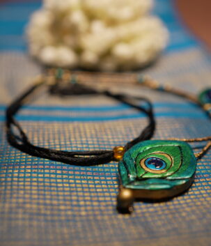 Peacock Feather Pendant Chain Necklace | Handcrafted | D2Dazzle