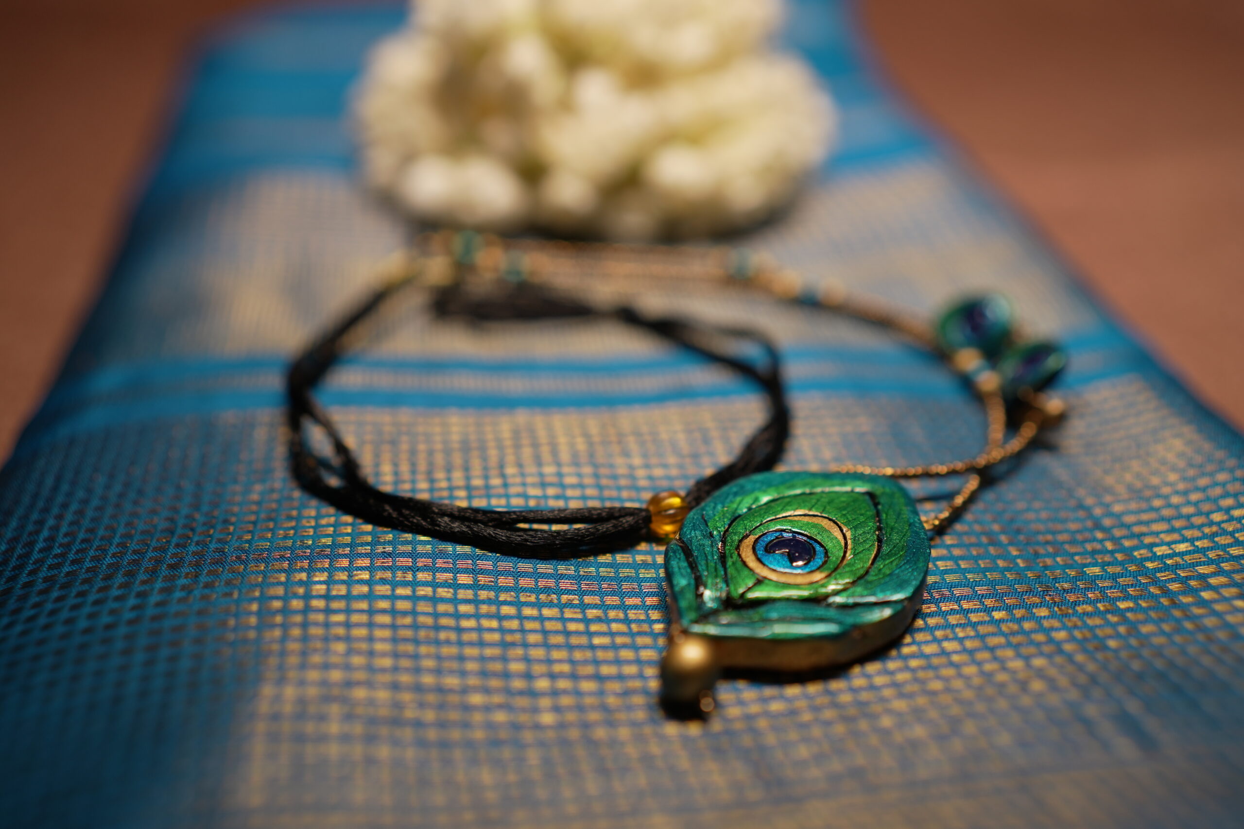 Peacock Feather Pendant Chain Necklace | Handcrafted | D2Dazzle