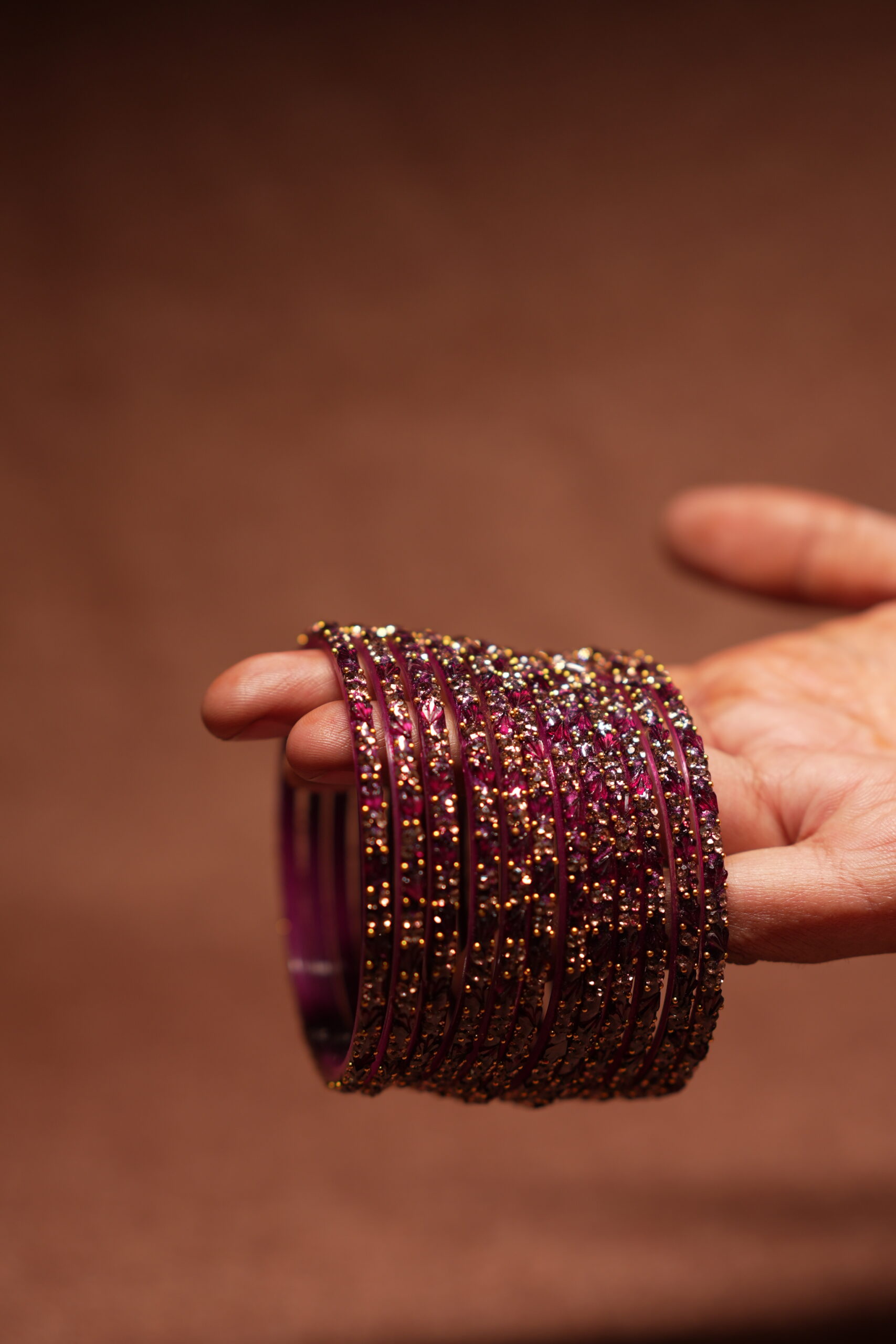 Magenta Mist Glass Bangles — Set of 6 - Image 3