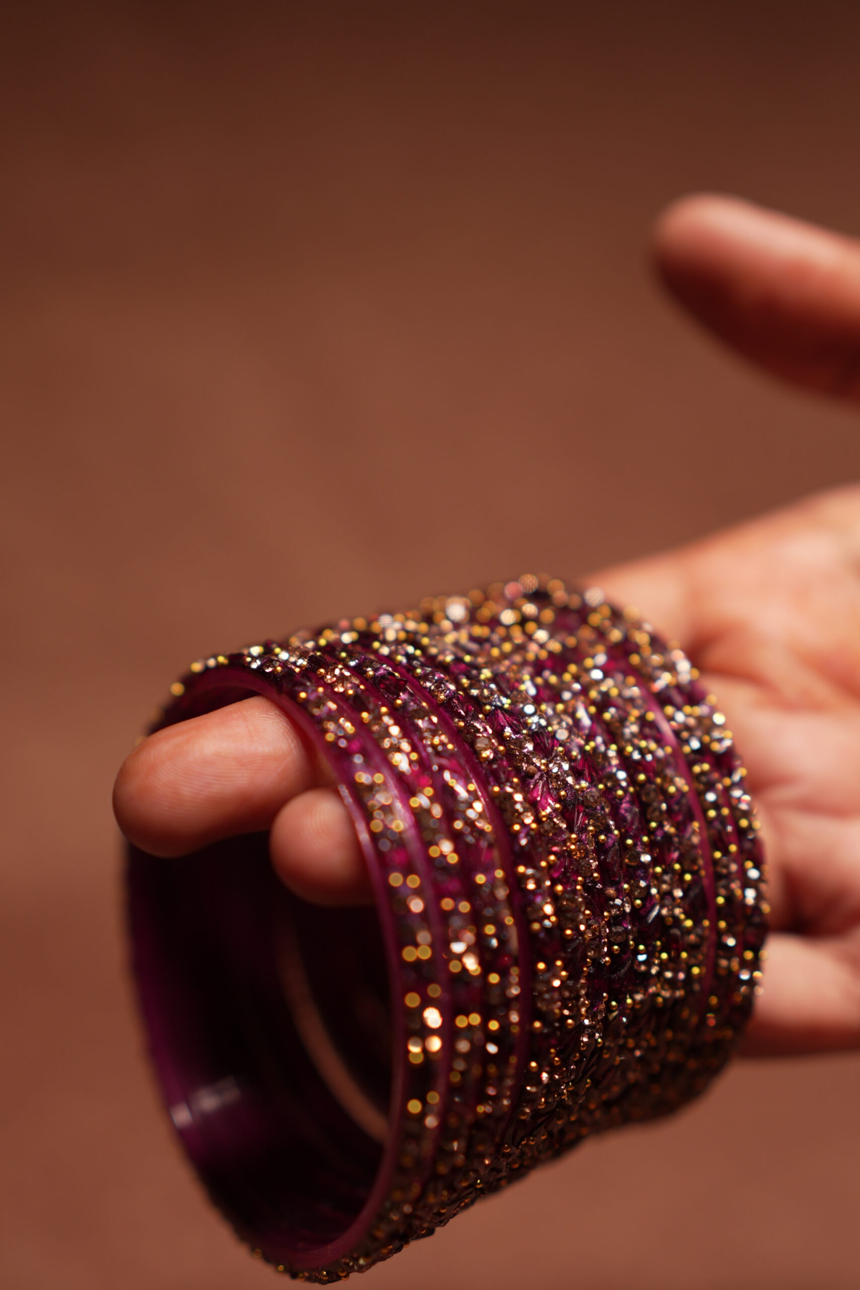 Magenta Mist Glass Bangles — Set of 6 - Image 4