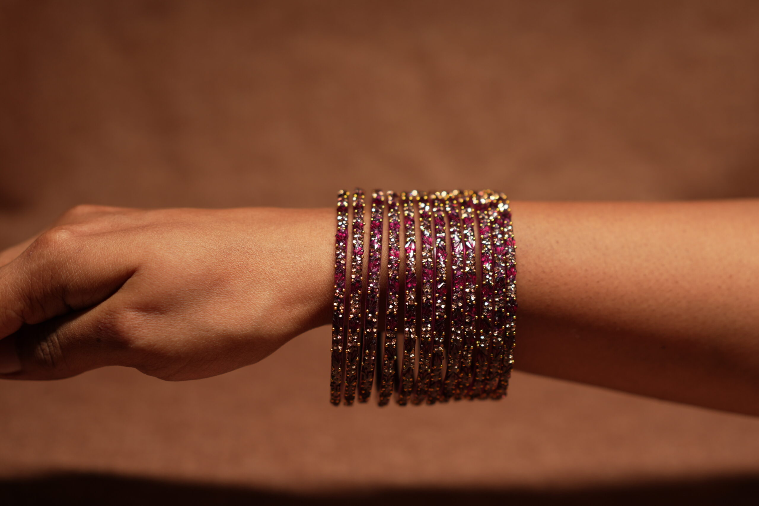 Magenta Mist Glass Bangles — Set of 6 - Image 5