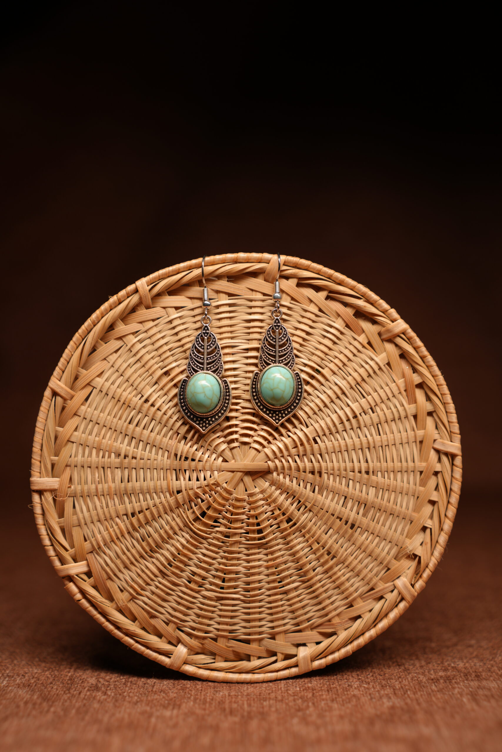 Turquoise Boho Leaf Drop Earrings - Image 5