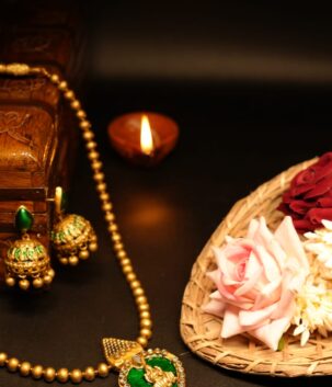 Antique gold green meenakari pendant necklace and jhumka earring set — d2dazzle.com