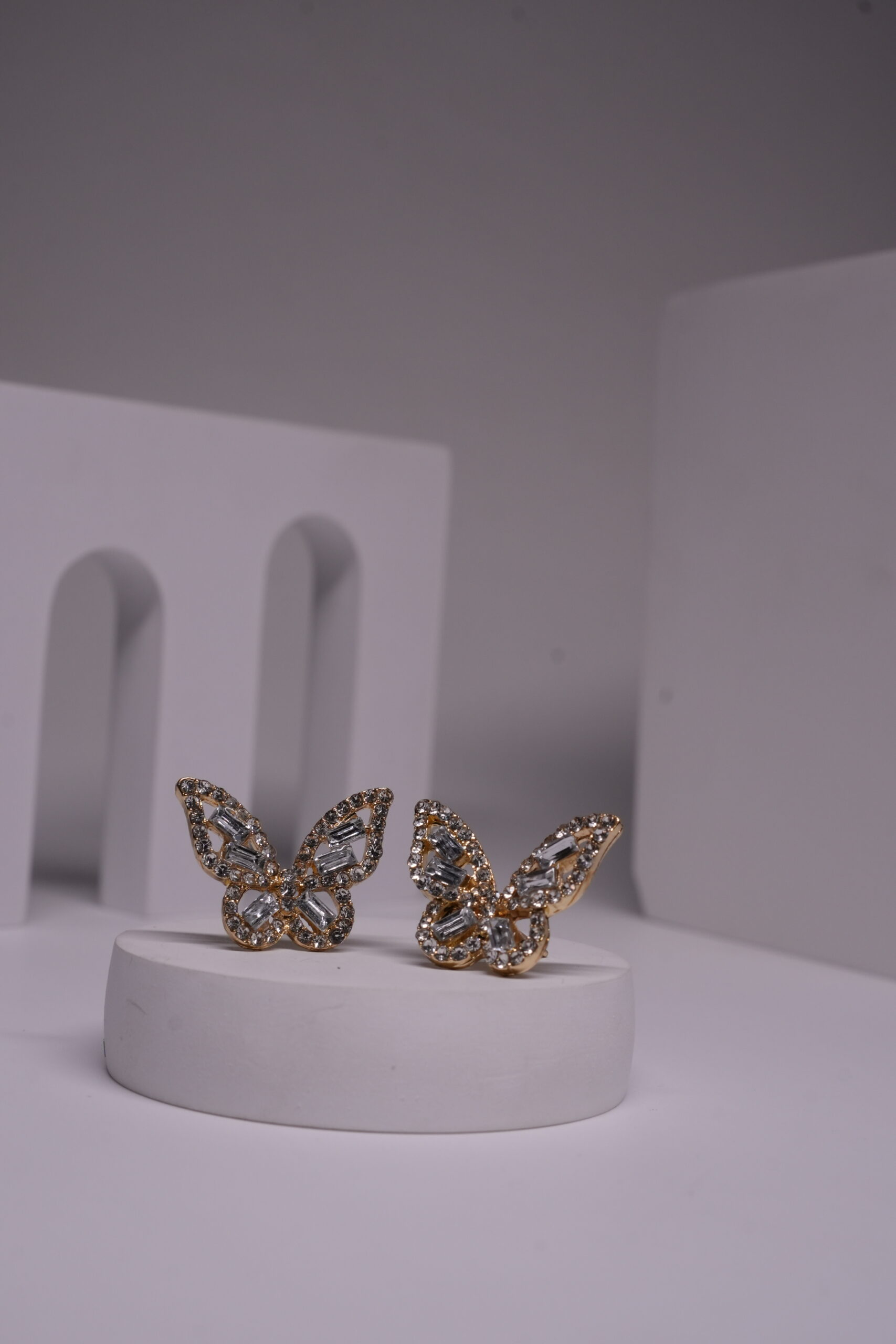 Baguette Crystal Butterfly Stud Earrings - Image 5