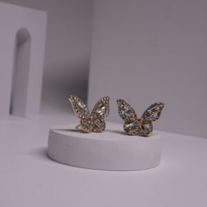 Baguette Crystal Butterfly Stud Earrings