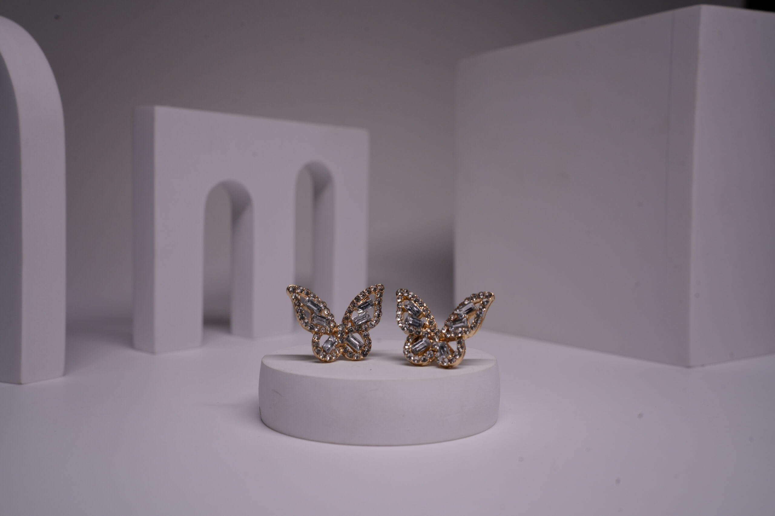 Baguette Crystal Butterfly Stud Earrings - Image 3