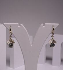 White Leaf Crystal Drop Earrings