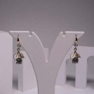 White Leaf Crystal Drop Earrings