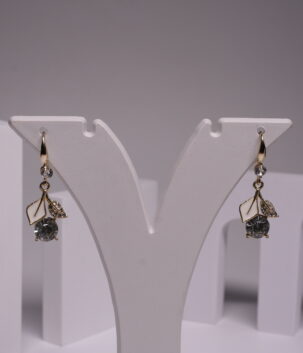 White Leaf Crystal Drop Earrings