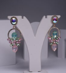 Pastel Crystal Halo Bloom Drop Earrings