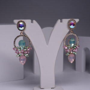 Pastel Crystal Halo Bloom Drop Earrings