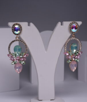 Pastel Crystal Halo Bloom Drop Earrings