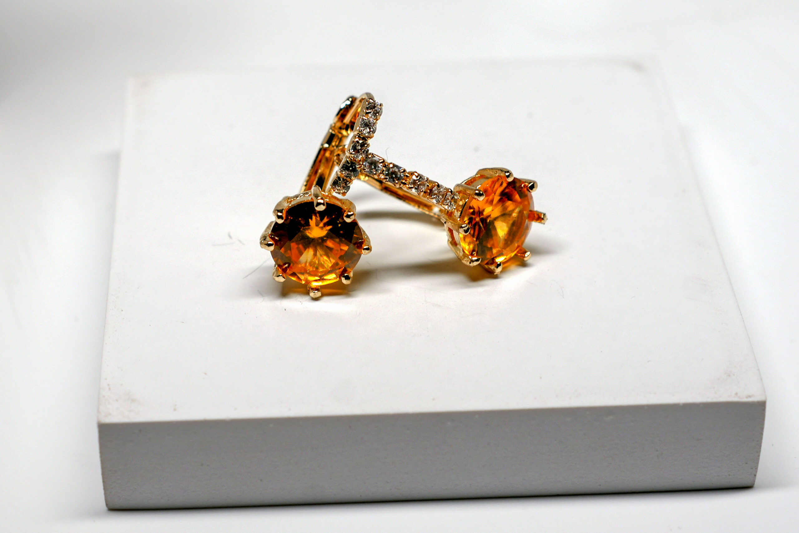 Citrine Solitaire Stud Earrings - Image 3
