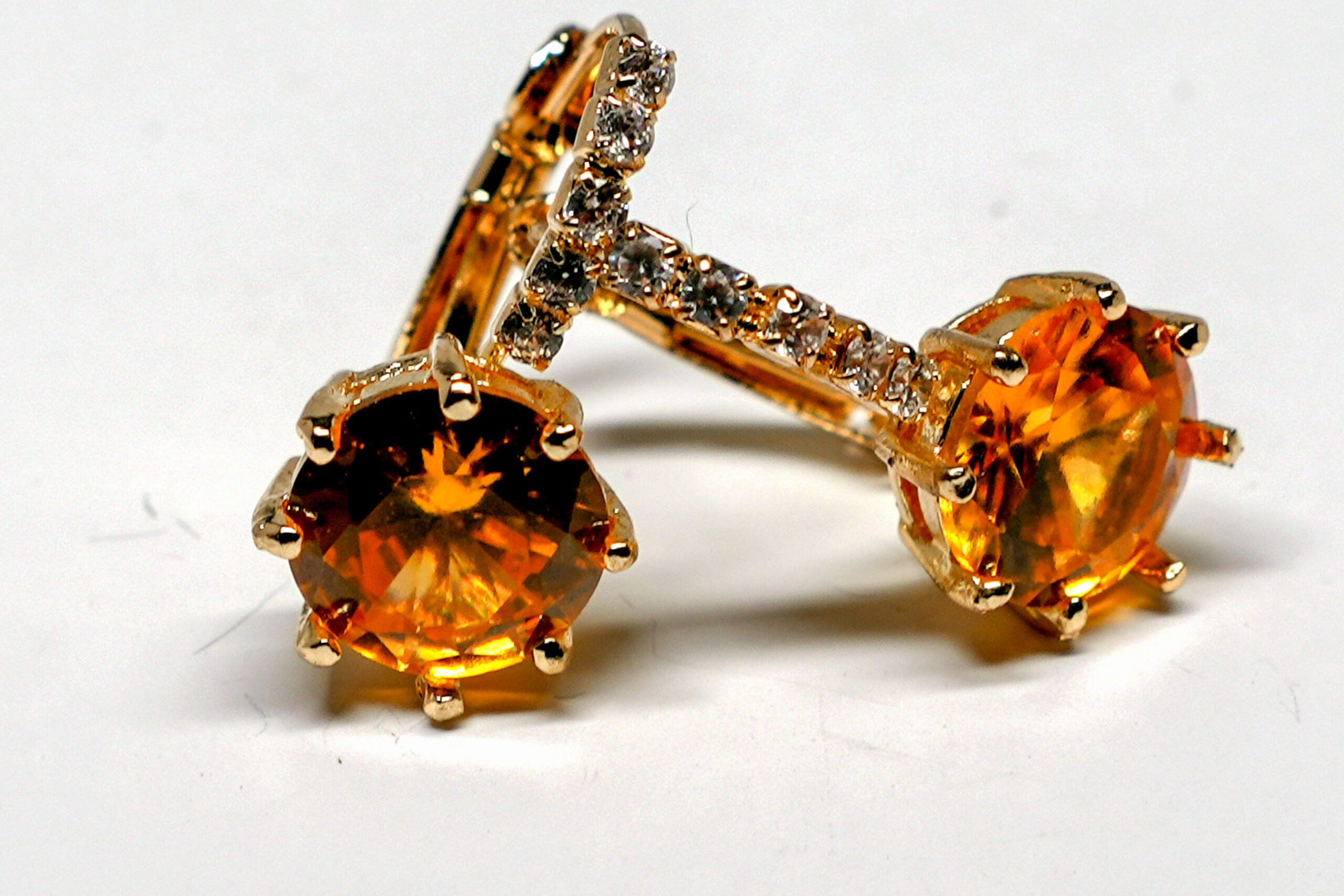 Citrine Solitaire Stud Earrings - Image 2