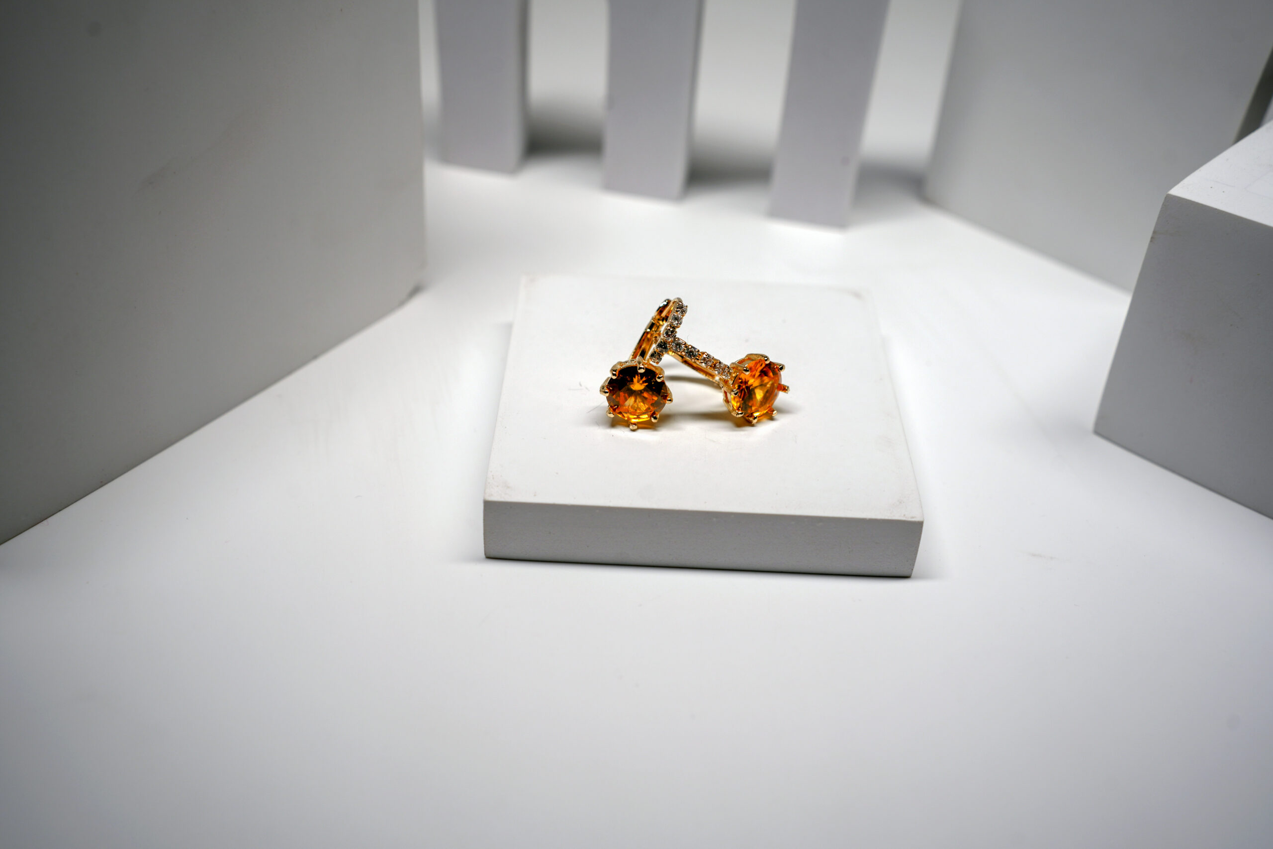Citrine Solitaire Stud Earrings - Image 4