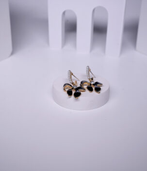 Pearl Black Bow Drop Earrings