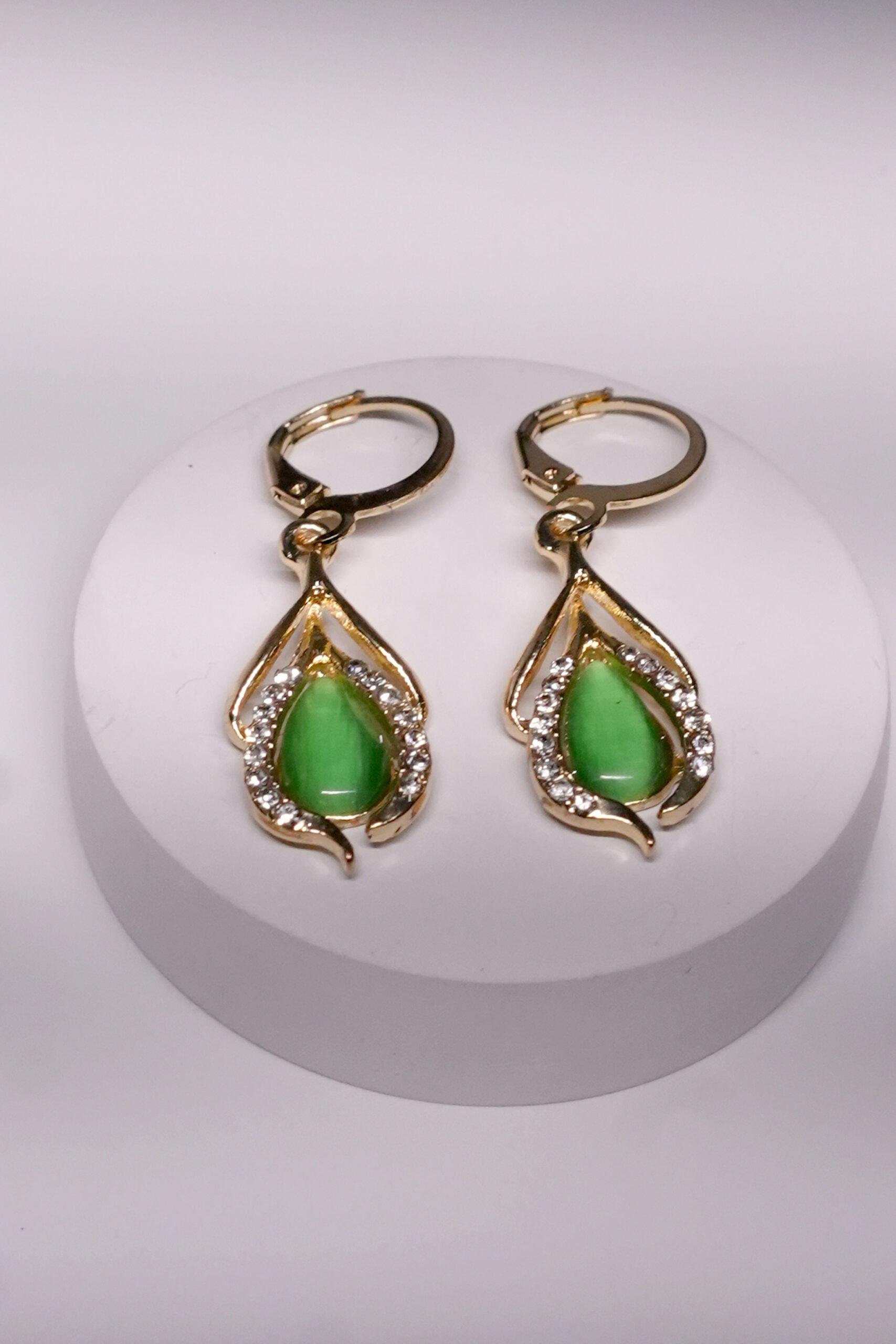 Green Jade Drop Earrings - Image 3