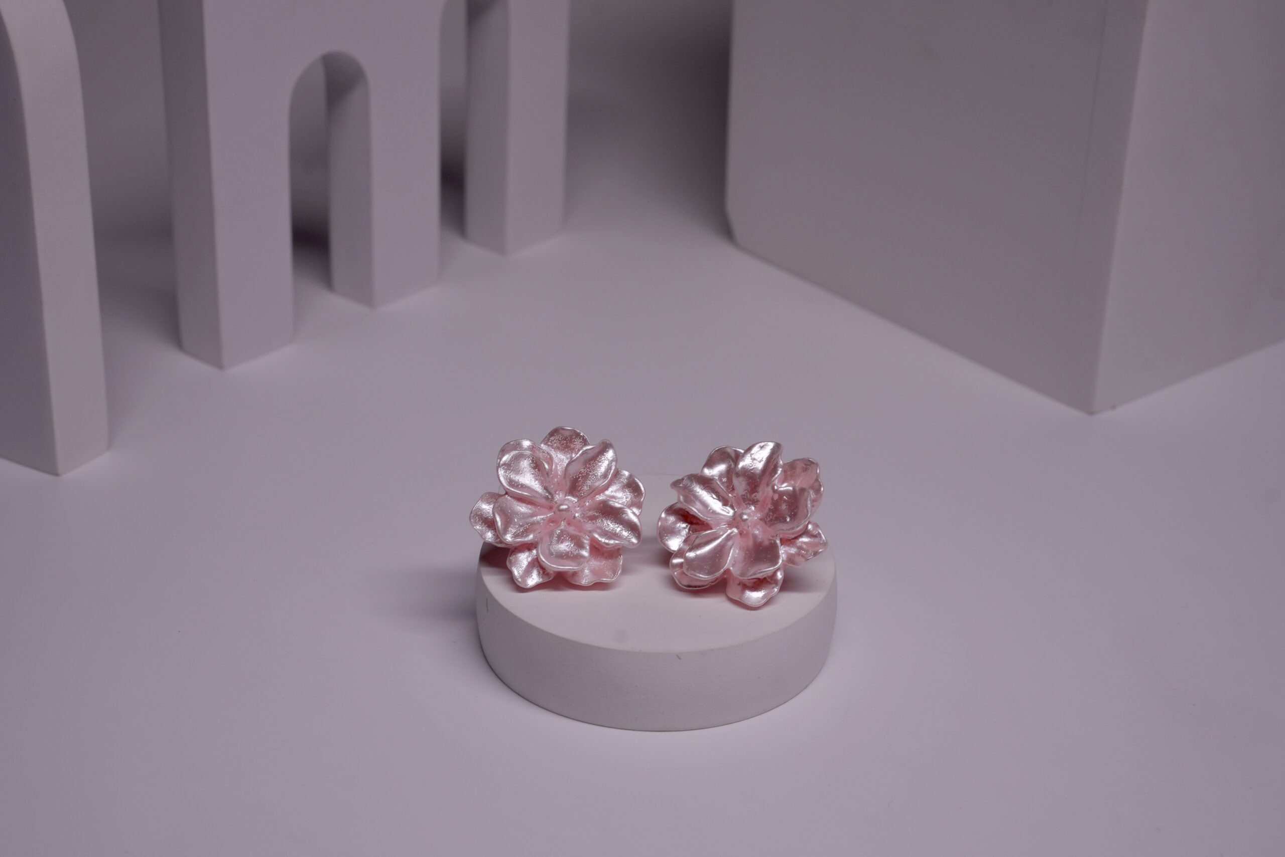 Pink Floral Stud Earrings