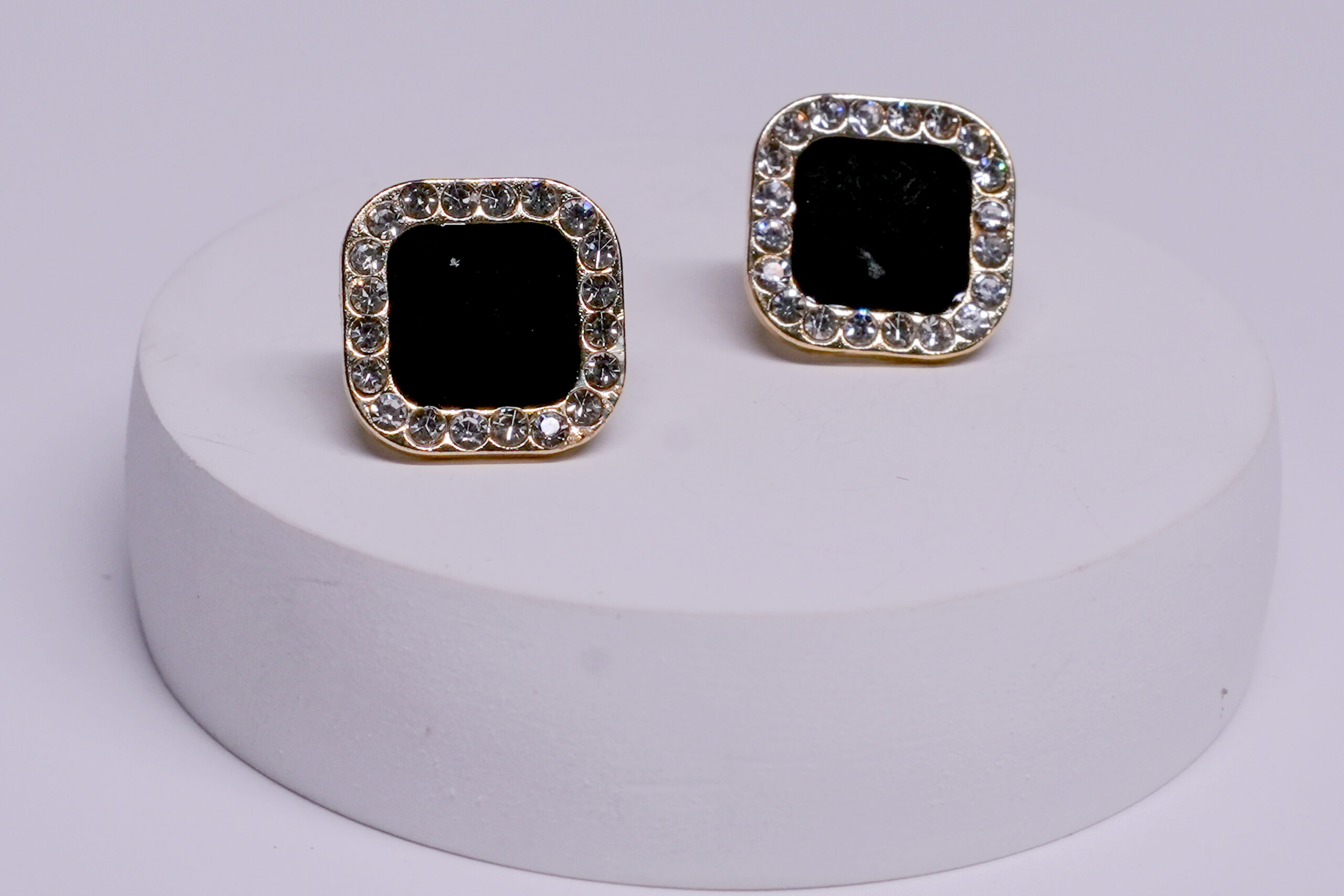 Black Onyx Crystal Square Studs - Image 3