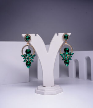Gold plated emerald crystal floral drop earrings with sparkling halo detailing, displayed on a white jewellery stand. Act as an SEO expert for D2Dazzle, a fashion jewellery WooCommerce store. Based on the attached product image, give me complete Yoast SEO info: Product Title Focus Keyphrase 3-4 Related Keyphrases SEO Title (under 60 characters) Slug/URL Meta Description (under 160 characters) Product Tags (8-10, comma-separated) Category suggestions Main Image Alt Text Gallery Image Alt Text A 300+ word product description with the focus keyphrase used naturally 2-3 times, short sentences, and transition words so it passes Yoast readability