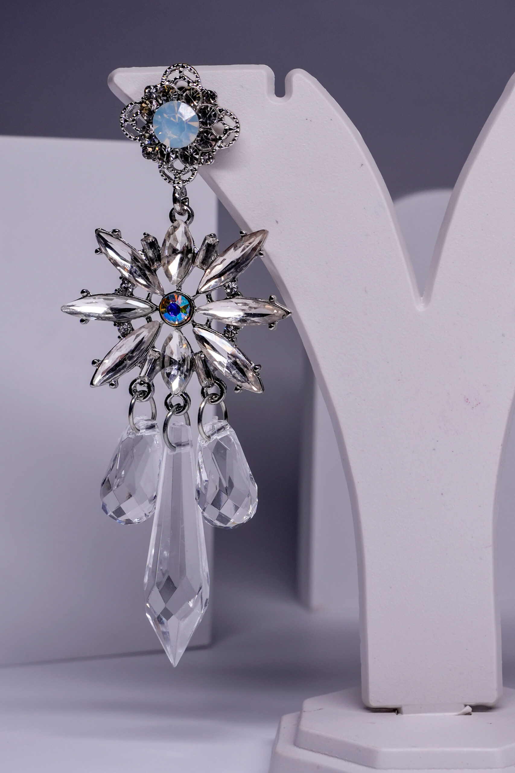 Opal Crystal Star Drop Earrings - Image 3