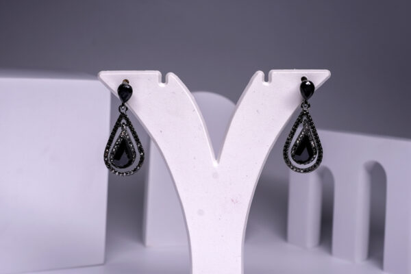 Black Rhodium Plated Onyx Crystal Teardrop Earrings