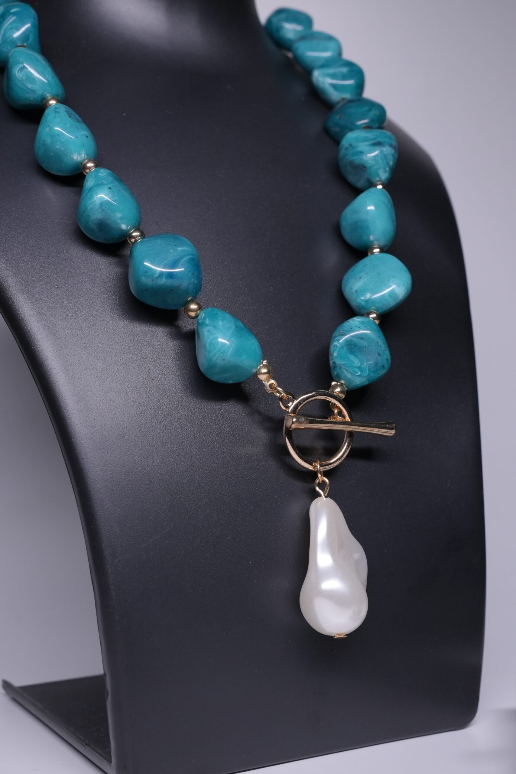 Turquoise Baroque Pearl Necklace Set - Image 3